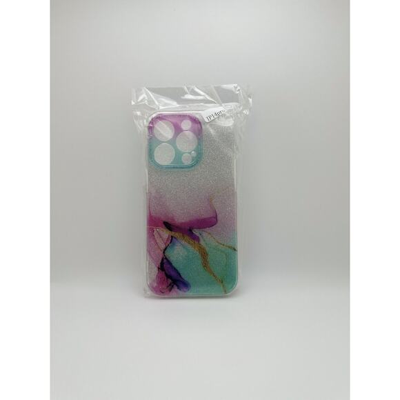 Watercolor Marble iPhone 14 Pro Case - Shockproof, Glitter Bling, Wireless Charg - Picture 4 of 5